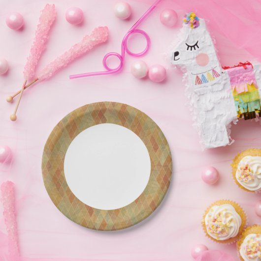 Retro geometrisch patroon 2 papieren bordje (Feest)