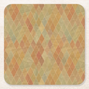 Retro geometrisch patroon 2 vierkante kartonnen onderzetter