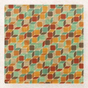 Retro geometrisch patroon 4 glazen onderzetter