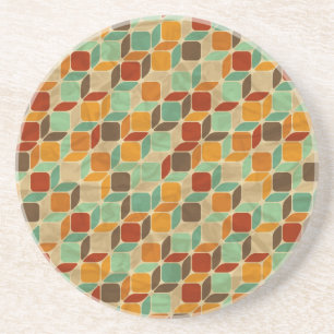 Retro geometrisch patroon 4 zandsteen onderzetter