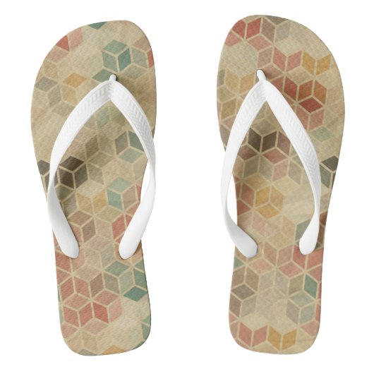 Retro geometrisch patroon 5 teenslippers (Voetbed)