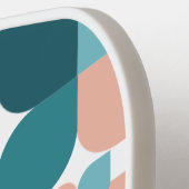 Retro Geometrisch Patroon Blauw & Roze Pickleball Paddle (Links Detail)