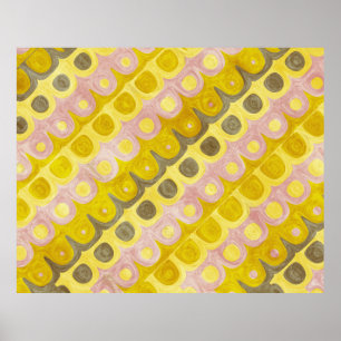Retro geometrisch patroon in geel en roze poster