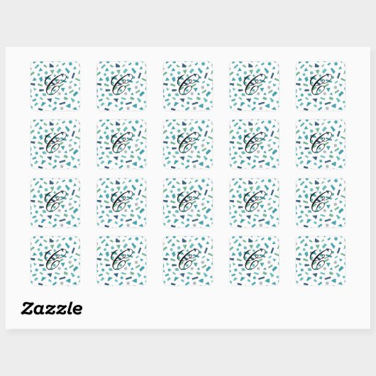 Retro geometrisch patroon – Memphis Style Design u Vierkante Sticker (Vel)