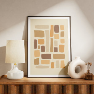 Retro geometrisch patroon met rechthoeken poster