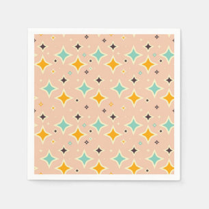 Retro geometrisch patroon met turkoois, oranje, zw servet