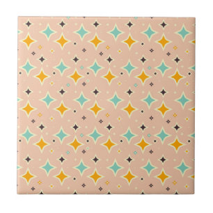 Retro geometrisch patroon met turkoois, oranje, zw tegeltje