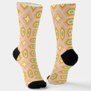 Retro geometrisch patroon met zeshoeken en sterren sokken