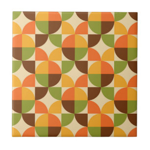 Retro Geometrisch Patroon Mid Mod Herfst Tegeltje
