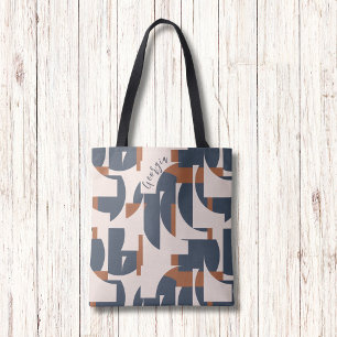 Retro Geometrisch Patroon Modern Monogram Draagtas