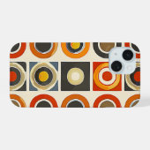 retro geometrisch raster iPhone 15 hoesje (Achterkant horizontaal)