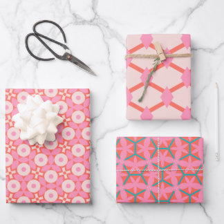Retro geometrisch roze mid-century modern inpakpapier vel