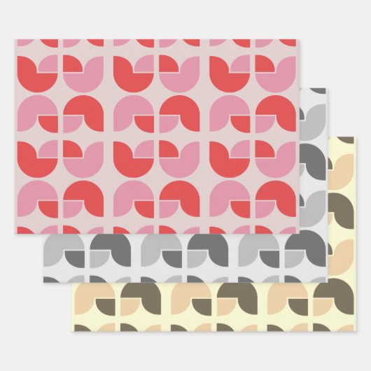 Retro geometrisch tulp cadeaupapier (Set)