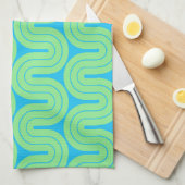 Retro geometrisch verloop golf ontwerp theedoek (Quarter Fold)