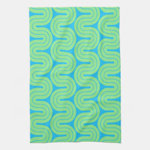 Retro geometrisch verloop golf ontwerp theedoek