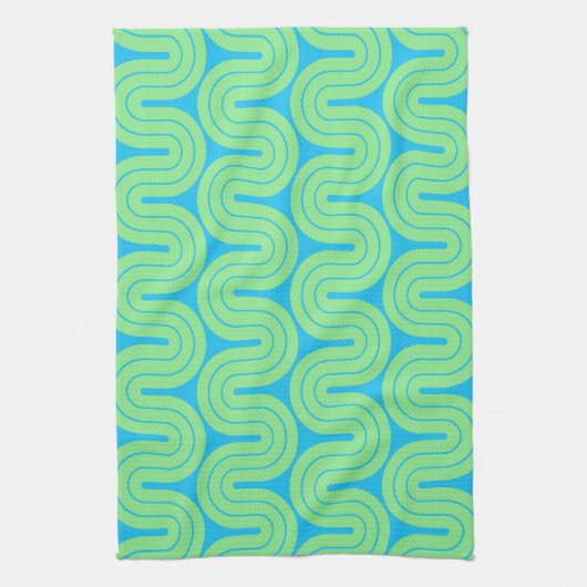 Retro geometrisch verloop golf ontwerp theedoek (Verticaal)