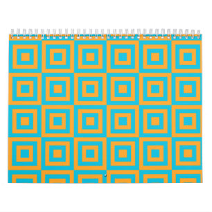 Retro geometrisch vierkant patroon – Krachtig oran Kalender