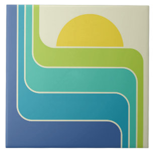 Retro geometrisch zonontwerp tegeltje
