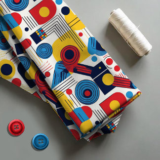 Retro Geometrische Abstract Pat#10 Navy Red ID1067 Stof