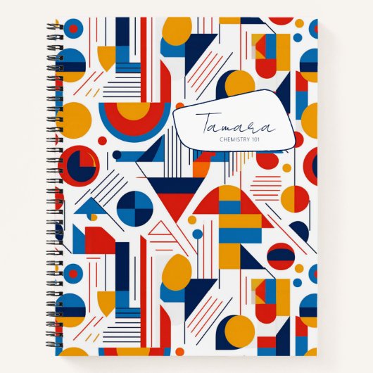 Retro Geometrische Abstract Pat#11 Navy Gold ID106 Notitieboek (Voorkant)