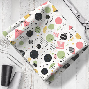 Retro Geometrische Abstract Pat#2 Sage Roze ID1067 Stof