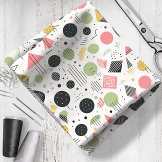 Retro Geometrische Abstract Pat#2 Sage Roze ID1067 Stof