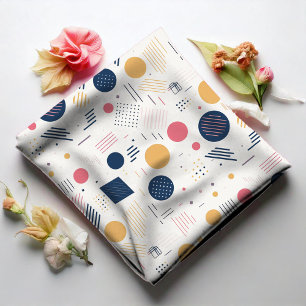 Retro Geometrische Abstract Pat#6 Navy Roos ID1067 Stof