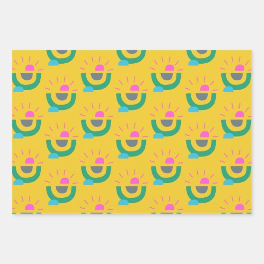 Retro Geometrische Abstracte Zonneschijn Patroon G Inpakpapier Vel (Voorkant 2)