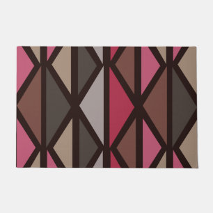 Retro Geometrische Art Driehoeken Zwart Rood Bruin Deurmat
