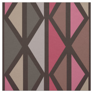 Retro Geometrische Art Driehoeken Zwart Rood Bruin Stof