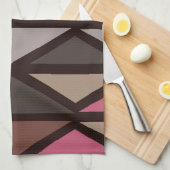 Retro Geometrische Art Driehoeken Zwart Rood Bruin Theedoek (Quarter Fold)