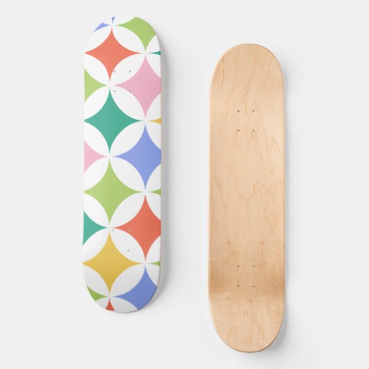 Retro geometrische cirkels Patroonkleurig Abstract Skateboard (Voorkant)