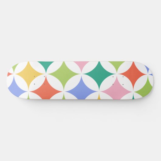 Retro geometrische cirkels Patroonkleurig Abstract Skateboard (Horizontaal)