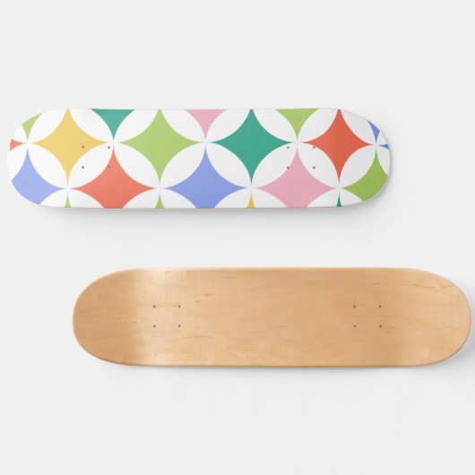 Retro geometrische cirkels Patroonkleurig Abstract Skateboard (Horizontaal)