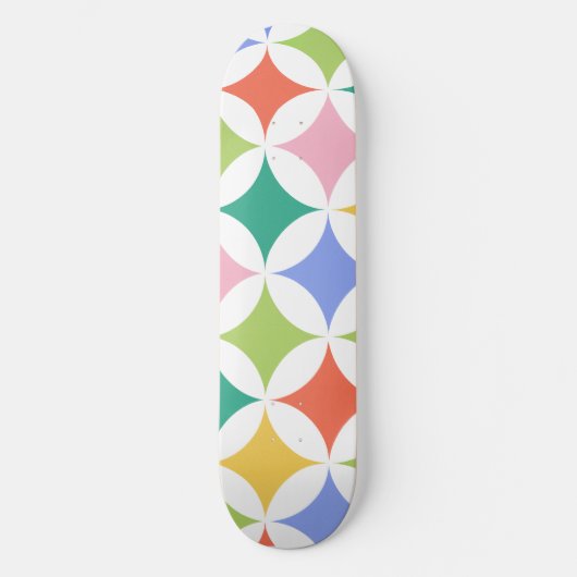 Retro geometrische cirkels Patroonkleurig Abstract Skateboard (Voorkant)