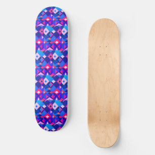 Retro geometrische diamanten in paars en roze skateboard