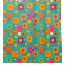 Retro Geometrische Douchegordijn – Funky & Fun