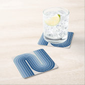 Retro Geometrische dubbele boog ontwerp Poster Vierkante Kartonnen Onderzetter (Insitu)