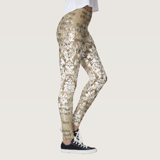 Retro Geometrische Ephemera Patronen Vrouwen Leggings (Rechts)