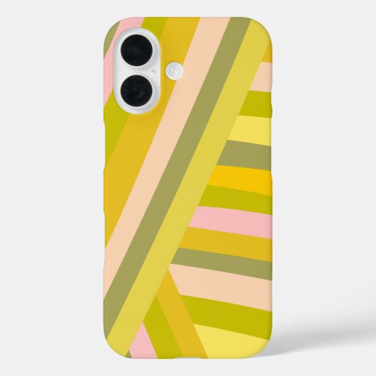 Retro geometrische gestreepte zomerlimoen groen ro Case-Mate iPhone case (Achterkant)