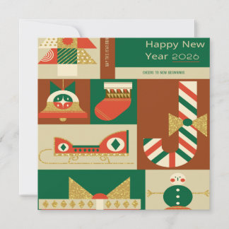 Retro geometrische kerstkaart – Feestelijk. Bedankkaart
