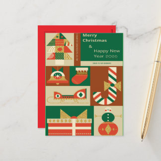 Retro geometrische kerstkaart – Feestelijk. Feestdagenkaart