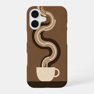 Retro Geometrische Koffiedamp iPhone 16 Hoesje
