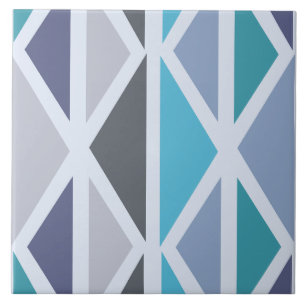 Retro geometrische kunst driehoeken Turquoise grij Tegeltje