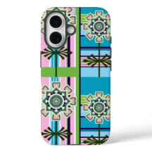 Retro geometrische patronen en fantasiebloemen