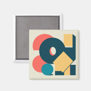 Retro  geometrische risograaf, risoprint magneet