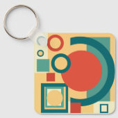 Retro Geometrische Risograaf Stijl Abstract Ontwer Sleutelhanger (Voorkant)