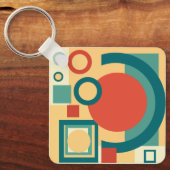 Retro Geometrische Risograaf Stijl Abstract Ontwer Sleutelhanger (Voorkant)