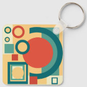 Retro Geometrische Risograaf Stijl Abstract Ontwer Sleutelhanger (Achterkant)