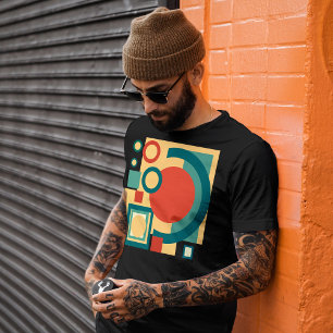 Retro Geometrische Risograaf Stijl Abstract Ontwer T-shirt